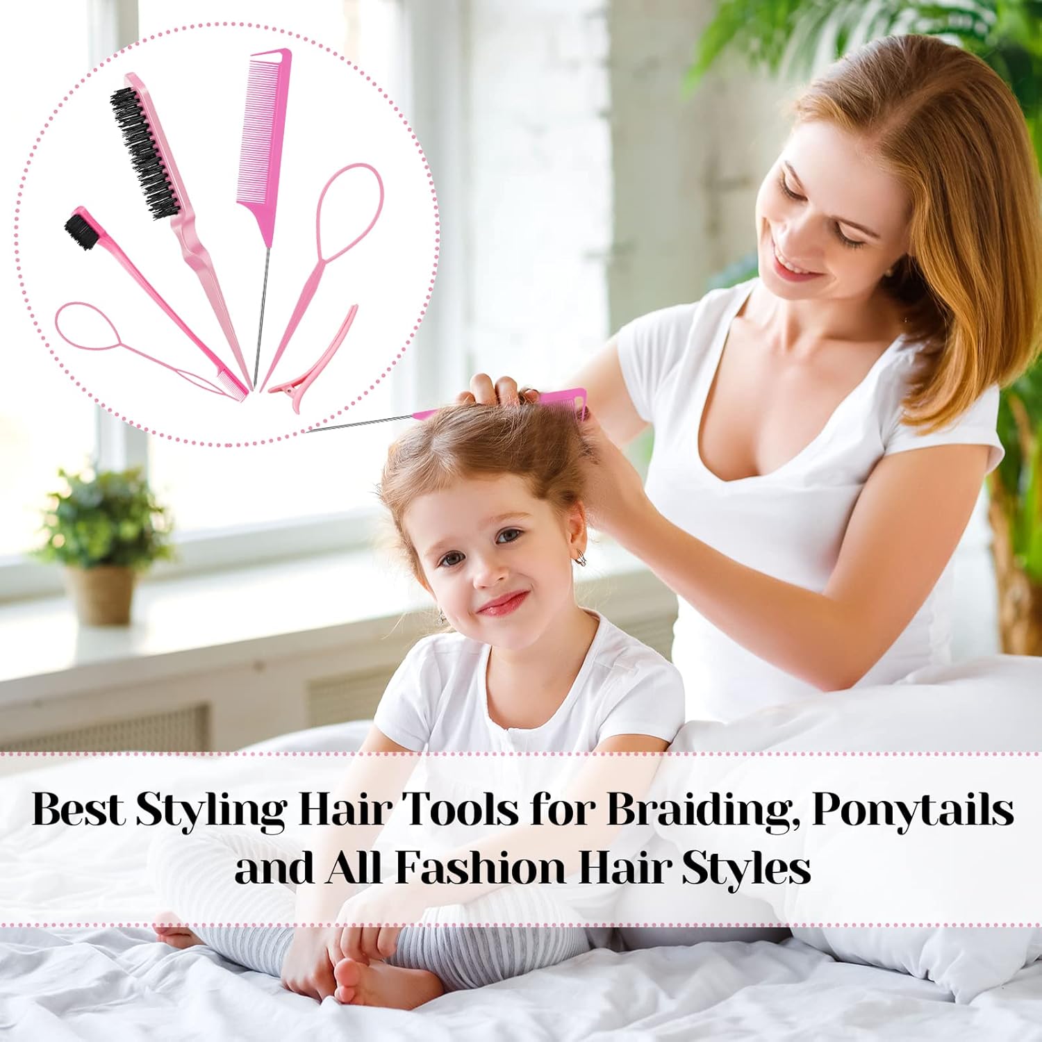 SOSPIRO 1000pcs Elastic Hair Bands with 10pcs Clips, 3pcs Brush, 2pcs Topsy Tail Tool, Colorful Rubber Ties & Braiding Accessories for Kids & Women's Hair Styling Halalzen