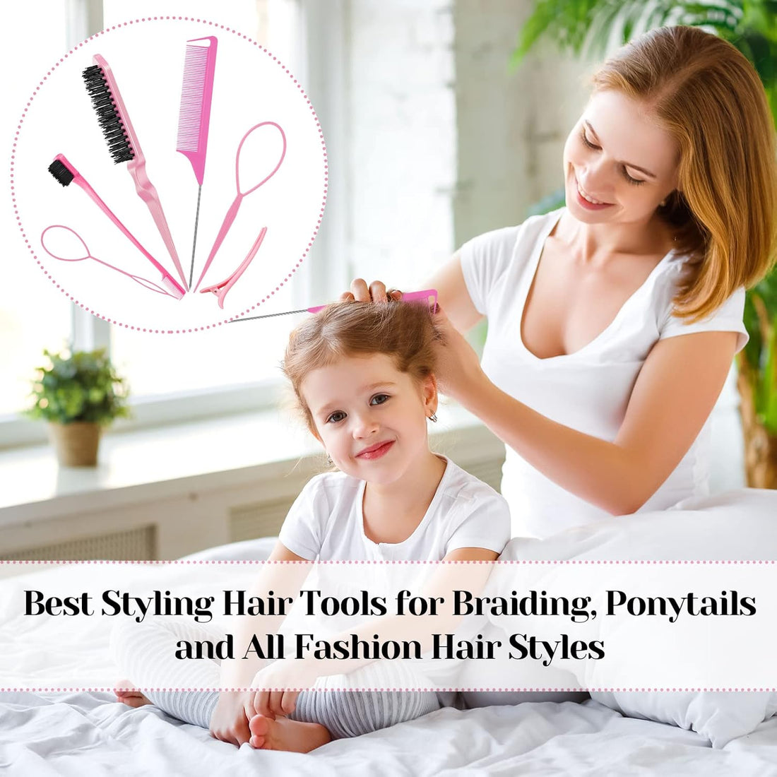 SOSPIRO 1000pcs Elastic Hair Bands with 10pcs Clips, 3pcs Brush, 2pcs Topsy Tail Tool, Colorful Rubber Ties & Braiding Accessories for Kids & Women's Hair Styling Halalzen