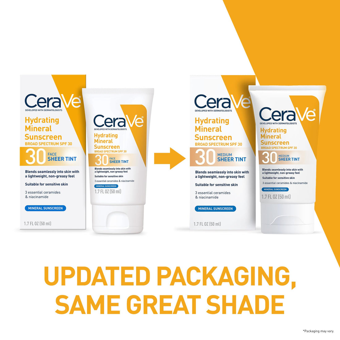 CeraVe Hydrating Mineral Sunscreen SPF 30 with Sheer Tint, Tinted Mineral Sunscreen with Zinc Oxide & Titanium Dioxide, Blends Seamlessly For Healthy Glow, Medium, 1.7 Fluid Ounce Halalzen