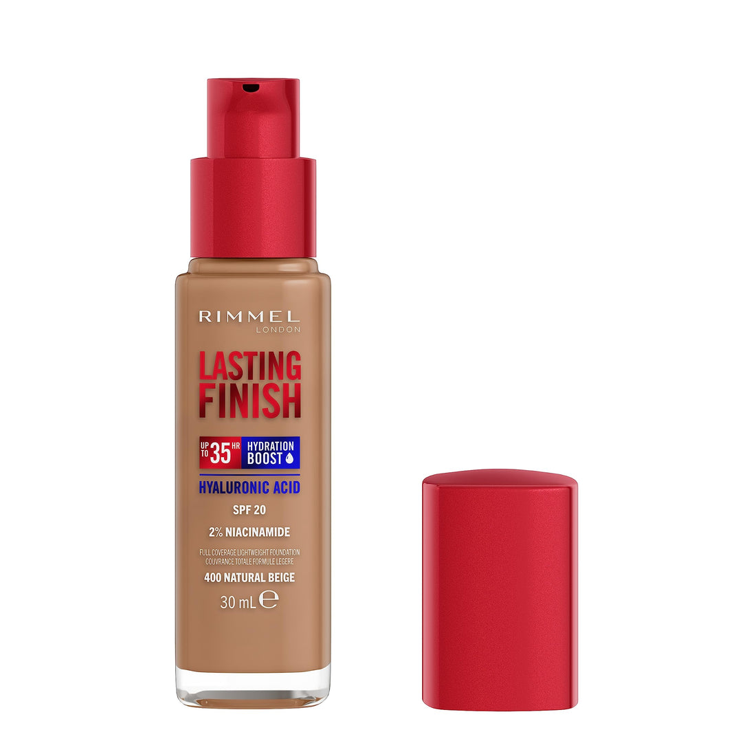 Rimmel Lasting Finish 35Hr Foundation 200 Soft Beige, Full Coverage, Hydrating, SPF20, Hyaluronic Acid, Vitamin E, 2% Niacinamide, All Day Wear, Vegan, Cruelty Free Halalzen