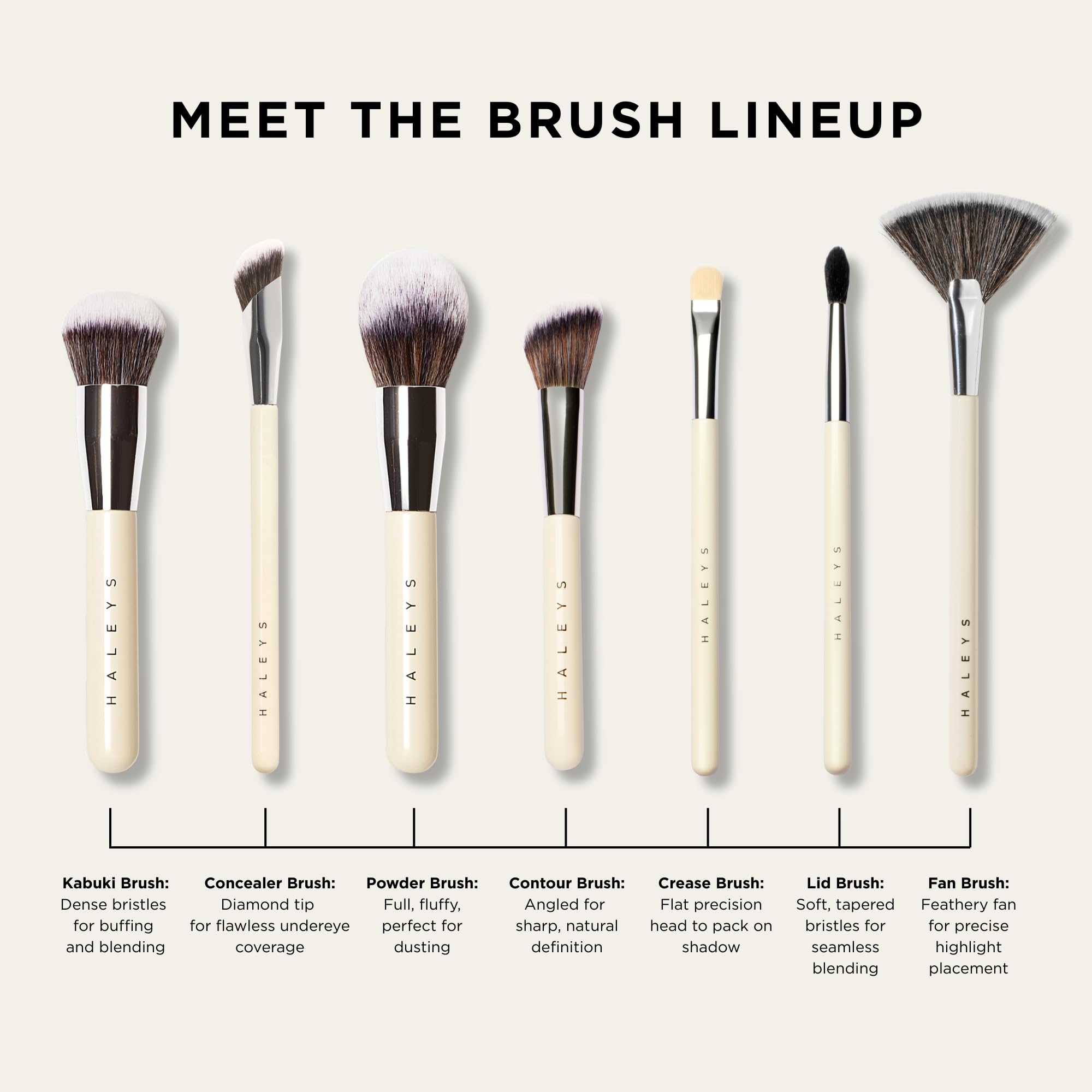 Haleys Beauty Kabuki Foundation Brush For Applying Powder, Foundation, Bronzer, Blush, and Mineral Make up, Soft Bristles, Seamless Blending, Makeup Brushes Essential, Vegan & Cruelty Free
