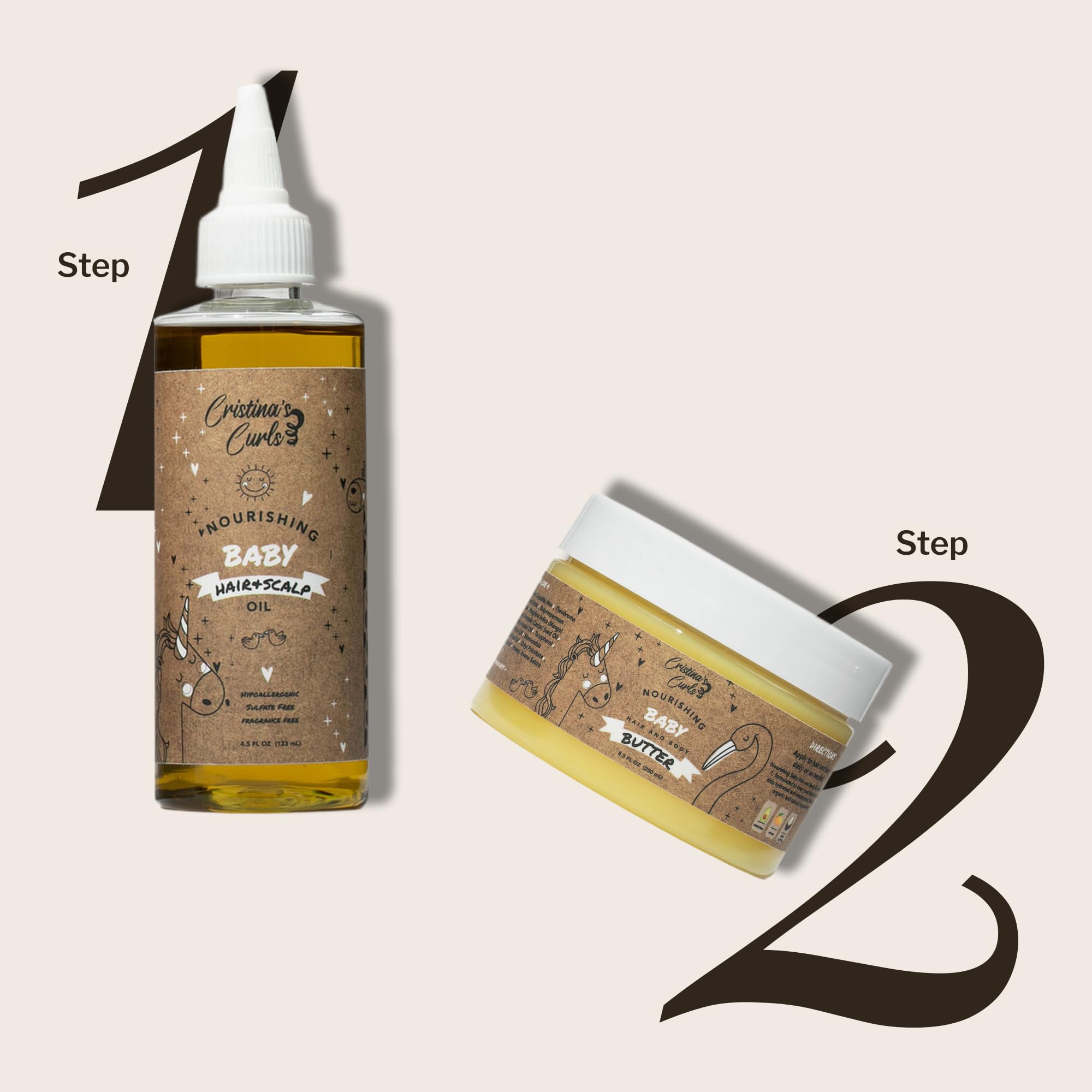 Cristina's Curls Nourishing Baby Wash Day Hair Bundle – Gentle Shampoo + Lightweight Scalp Oil Halalzen