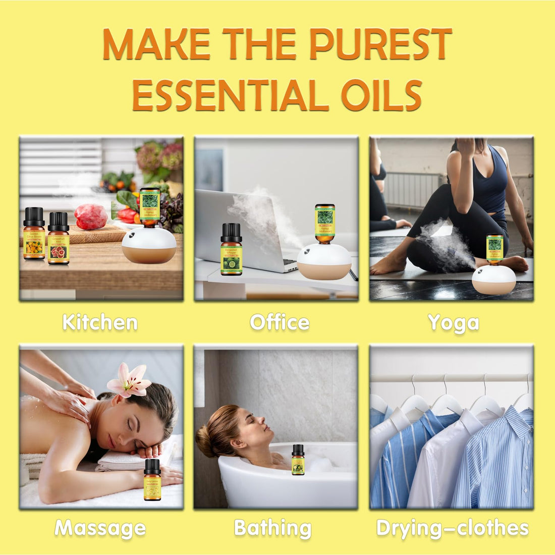 Premium Hotel Fragrance Oil Collection for Diffusers, Essential Oils for Diffusers for Home, Hotel Diffuser Fragrance Oils,Spa & Candle Making, White Tea, Citrus Luxe, Velvet Night and More - 6x10ml