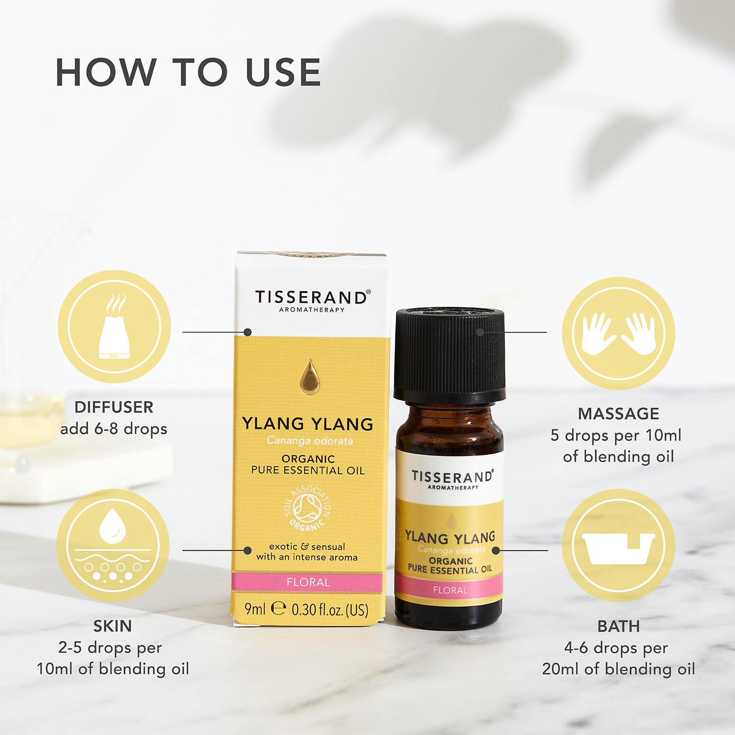 Tisserand Aromatherapy,Lavender - Organic Essential Oil,Massage Oil, Aromatherapy Oil, Skin Oil, Oil for Diffuser,100% Pure Essential Oil - 9ml