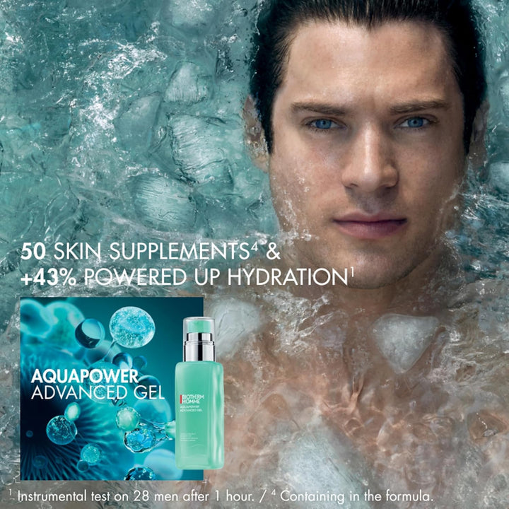 Aquapower Advanced Gel, Men's Gel Face Moisturizer That Hydrates And Strengthens Skin, Fresh And Fast-Absorbing Water-Gel Formula with Biotech Plankton and Oligo-Elements for 48H Moisture, 3.4 Oz Halalzen