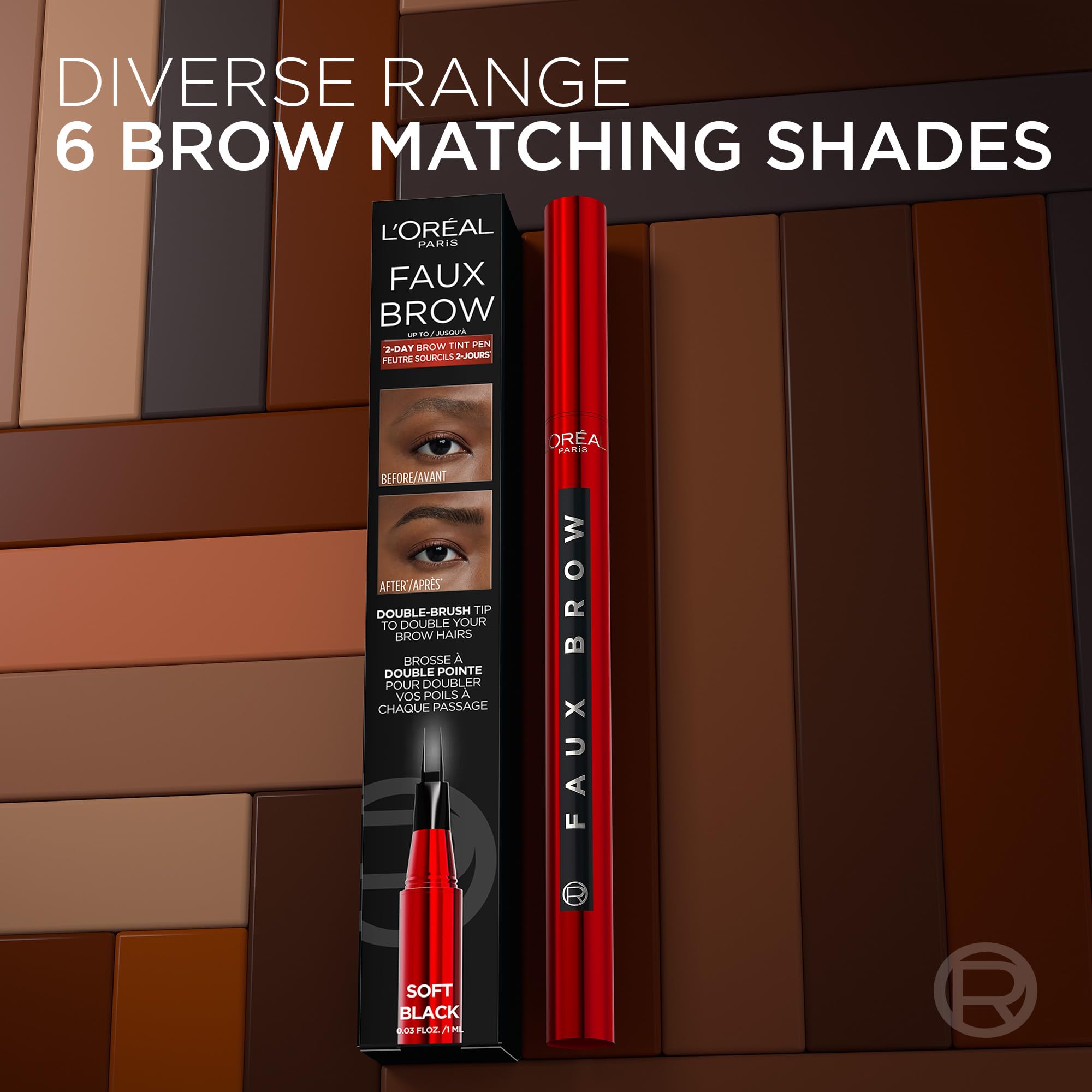 L'Oréal Paris Infallible Faux Brow, Double Brush Tip Brow Tint Pen, Natural Finish, Waterproof, Transfer and Smudge-Resistant, Shaping Brows for up to 48 hours, Shade: Light Brunette