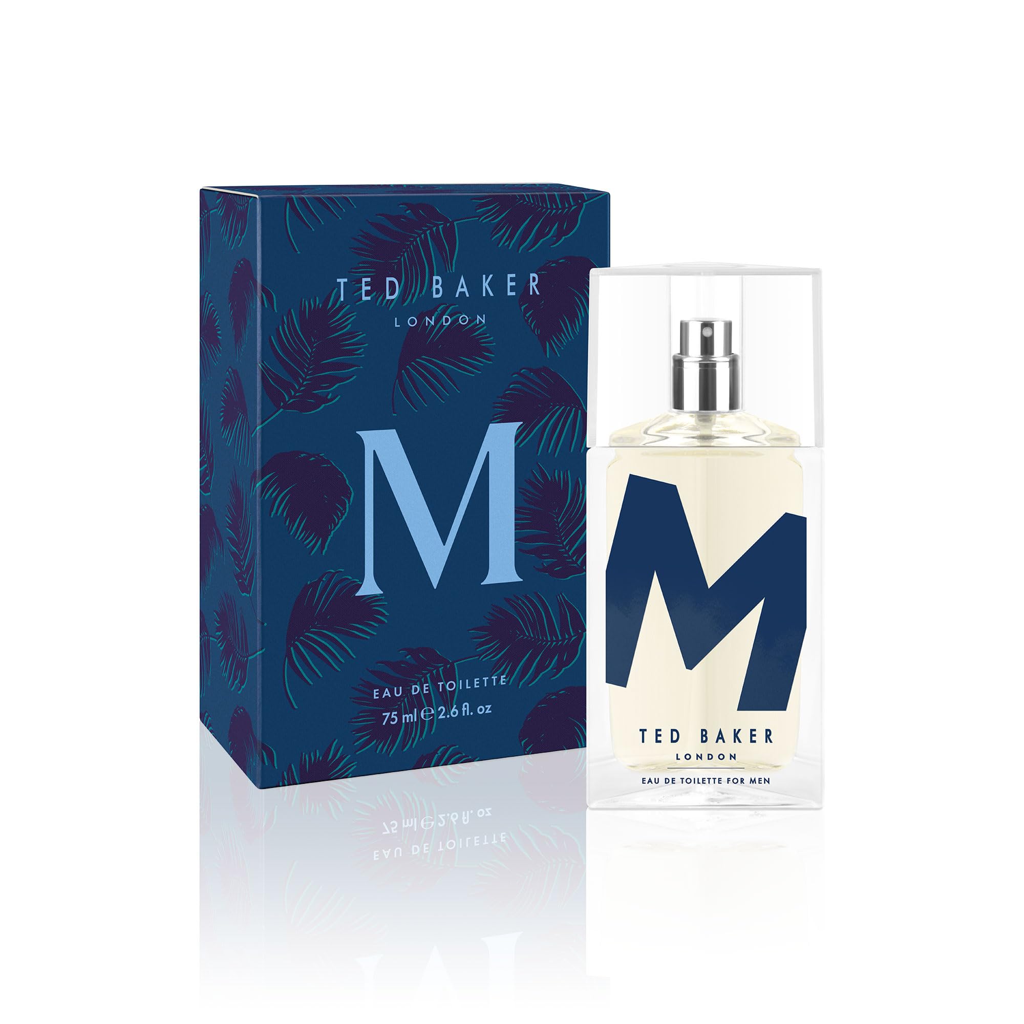 Ted Baker M Eau De Toilette Men's Fragrance Fresh Citrus Spicy Scent with Mandarin, Bergamot, Black Pepper, Amber Vetiver Musk Long Lasting EDT Spray for Men & Teens 2.5 fl oz / 75ml