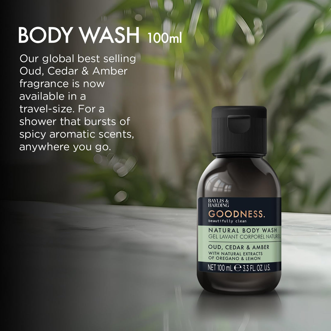 Baylis & Harding Goodness Oud, Cedar and Amber Body Wash, 500 ml (Pack of 3) - Vegan Friendly
