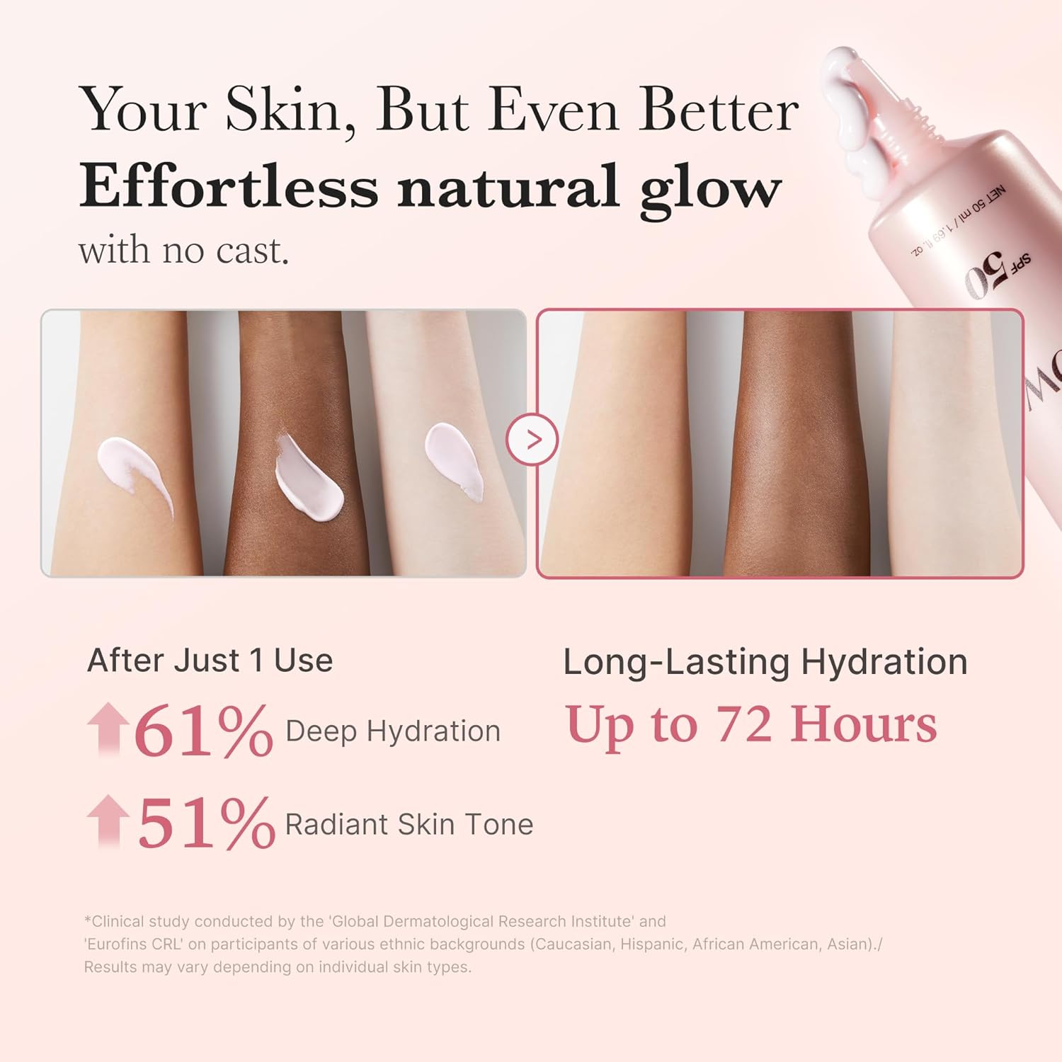 medicube No Cast Just Glow Collagen Sunscreen | SPF 50 Broad Spectrum Face Sunscreen | Lightweight, Non-Sticky, Hydrating Formula | Peptide, Cica for Soothing & Glow | Korean Skincare Halalzen