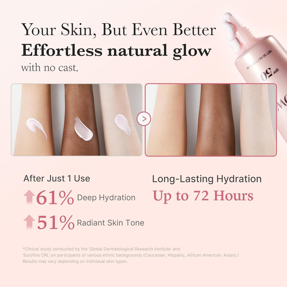 medicube No Cast Just Glow Collagen Sunscreen | SPF 50 Broad Spectrum Face Sunscreen | Lightweight, Non-Sticky, Hydrating Formula | Peptide, Cica for Soothing & Glow | Korean Skincare Halalzen