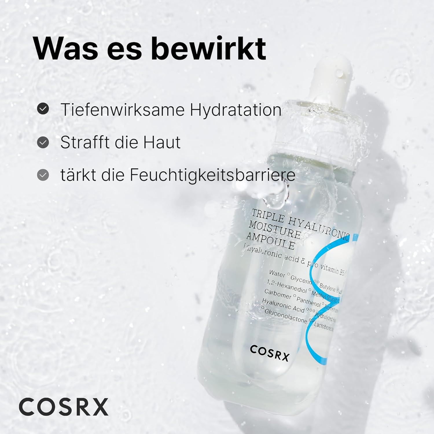 COSRX Hydrium Triple Hyaluronic Moisture Ampoule, 40ml | Hyaluronic Acid Viscous Serum | Korean Skin Care, Vegan, Cruelty Free, Paraben Free, CPNP Registered