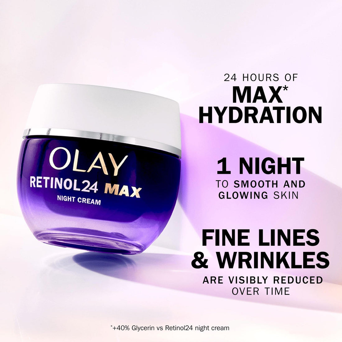Olay Retinol 24 Night Cream Face Moisturiser - Anti-Aging Skincare with Antioxidant Vitamin E, Overnight Face Cream that Smooths, Renews, and Hydrates, 50ml