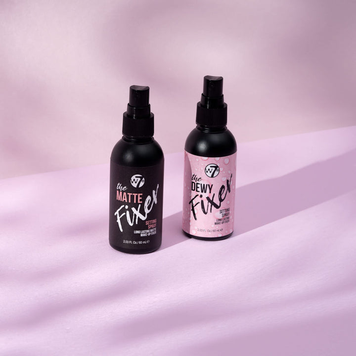 W7 The Fixer Duo - Makeup Setting Spray 2Pcs Set - Dewy & Matte Finishes For Fixing Professional Makeup Halalzen