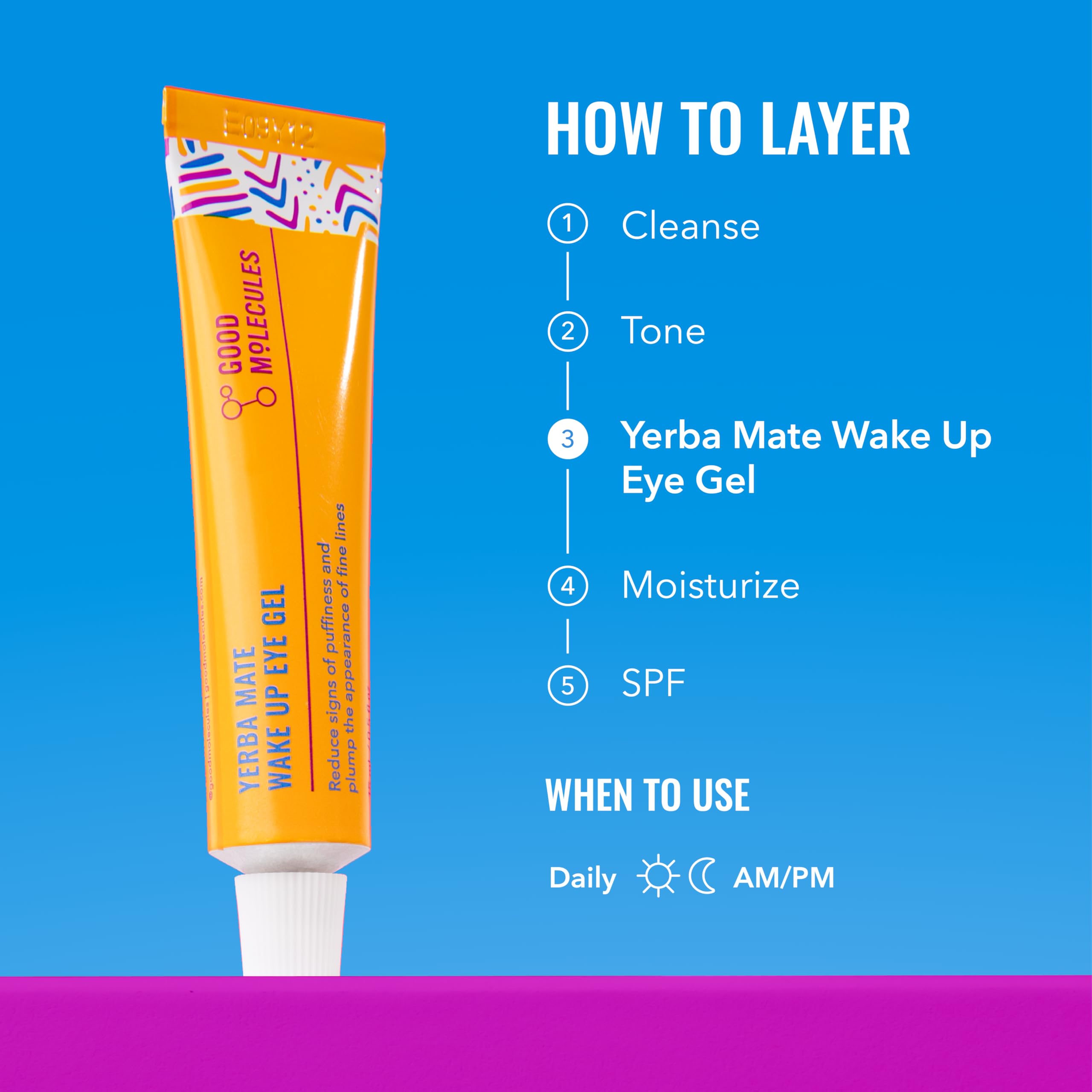 Good Molecules Yerba Mate Wake Up Eye Gel - Hydrating Under Eye Gel Cream with Hyaluronic Acid and Caffeine - Target Dark Circles and Puffiness - Skin Care for Face Halalzen