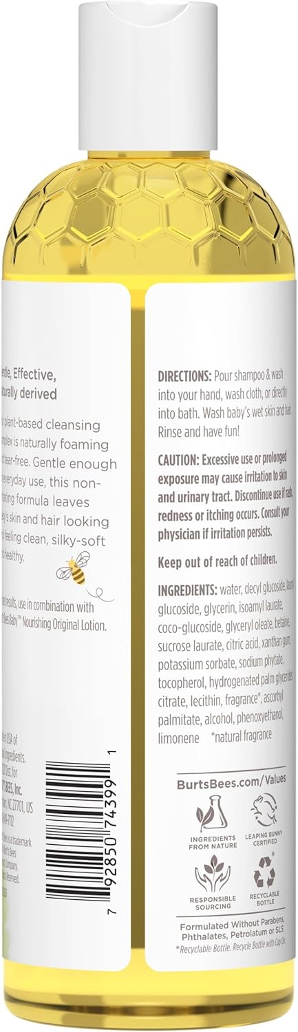 Burt's Bees Baby Shampoo & Wash, Tear Free Soap, Baby Care, Original,12 Ounce (Pack of 3) Halalzen