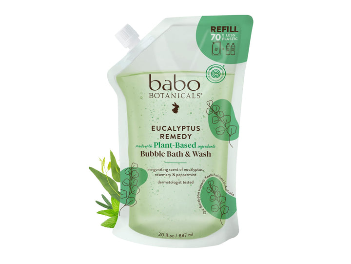BABO Botanicals Eucalyptus Remedy 2-in-1 Bubble Bath & Wash - Invigorating Eucalyptus, Rosemary & Peppermint - for All Ages - EWG Verified - Vegan Halalzen