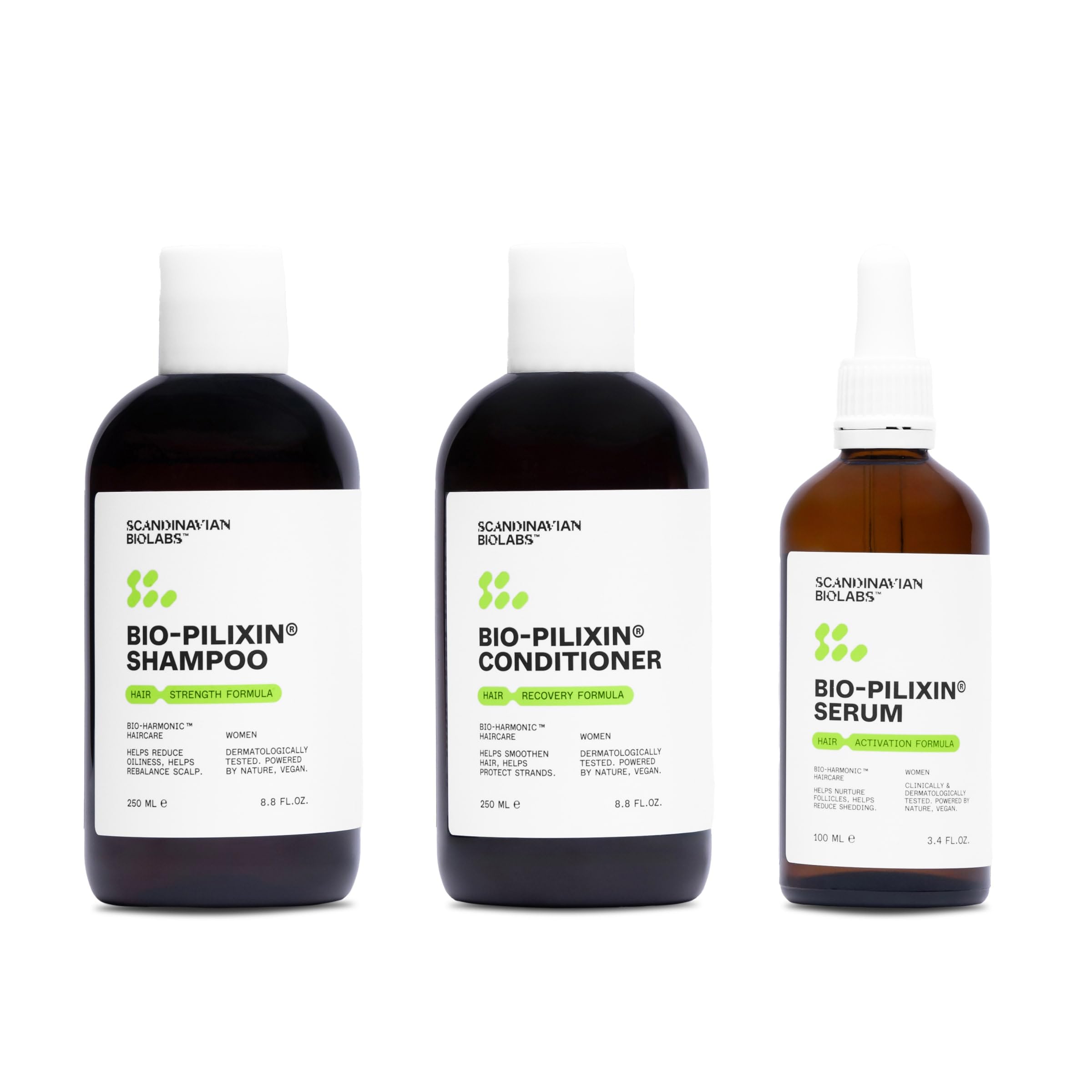 Scandinavian Biolabs Bio-Pilixin® Serum For Women | Helps Reduce Hair Loss Due to Breakage, Activates Hair Growth, Stem Cell Technology, Drug-Free, Clinically Tested, 100 mL / 3.4 Oz (1-Month)