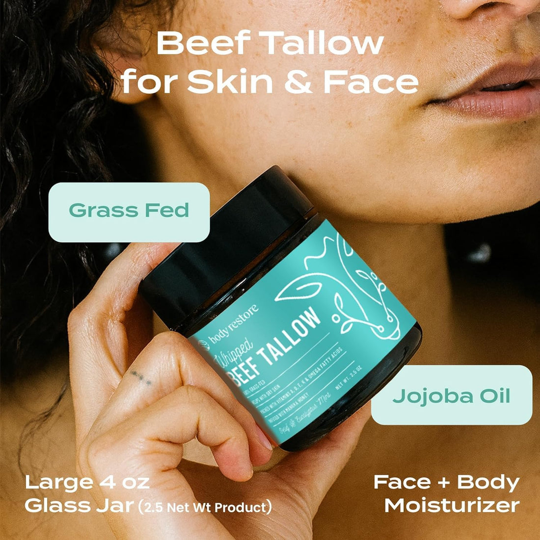 Body Restore Grass Fed Beef Tallow Lip Mask, Manuka Honey – Christmas Stocking Stuffers, White Elephant, Hydrating Moisture, Travel Essentials, Self Care, Birthday Gifts for Women, Men – Unscented Halalzen