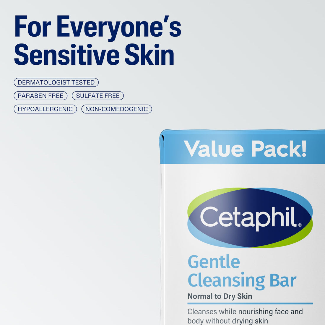 Cetaphil Gentle Cleansing Face and Body Bar, 4.5 oz Bar (Pack of 6), Nourishing Cleanser Bar For Dry, Sensitive Skin, Non-Comedogenic, (Packaging May Vary)