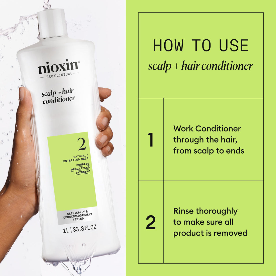 Nioxin System 2 - Hair Thickening System For Natural Hair with Progressed Thinning - Biotin & Niacinamide - Shampoo, Conditioner, Serum