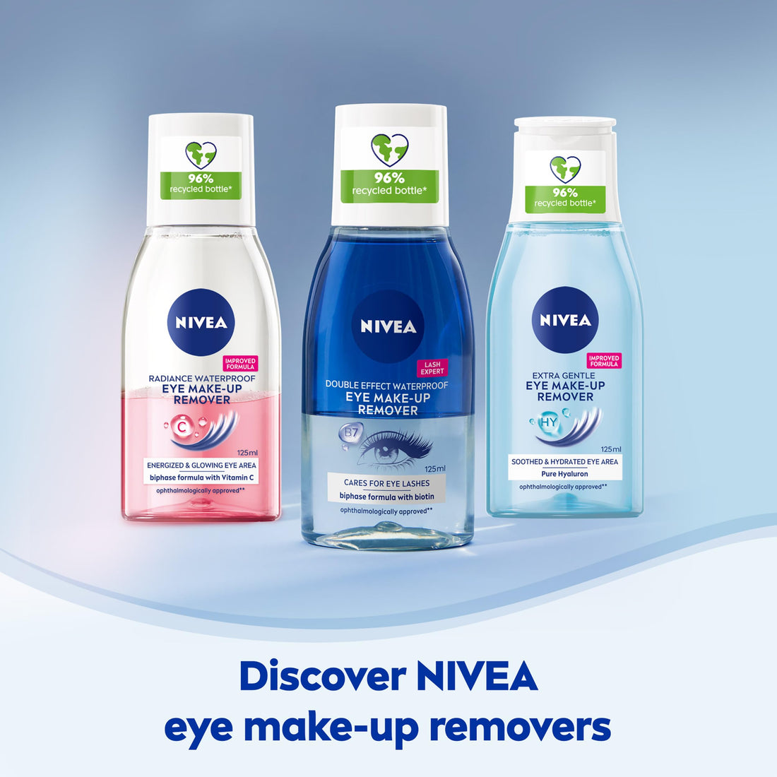 NIVEA Double Effect Waterproof Eye Make-Up Remover (125ml), Daily Use Face Cleanser for Make-Up and Mascara with Cornflower Extract and Biotin Halalzen