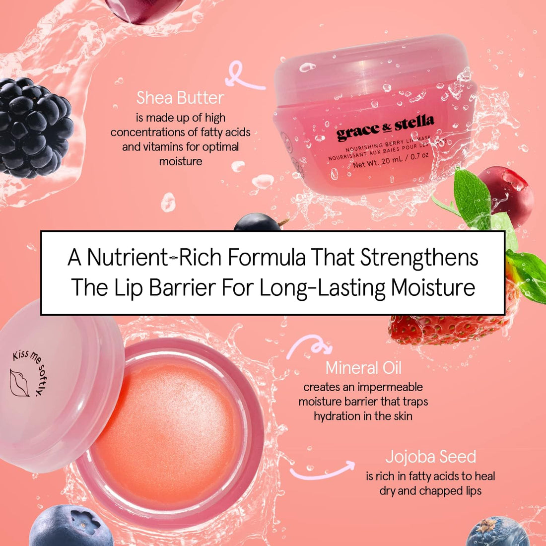 grace & stella Award Winning Lip Butter - Hydrating Lip Balm - Nourishing Lip Mask (1-pack) Travel Essentials, Travel Size Toiletries, Birthday Gifts for Women & Teens - Overnight Lip Repair - Vegan Halalzen