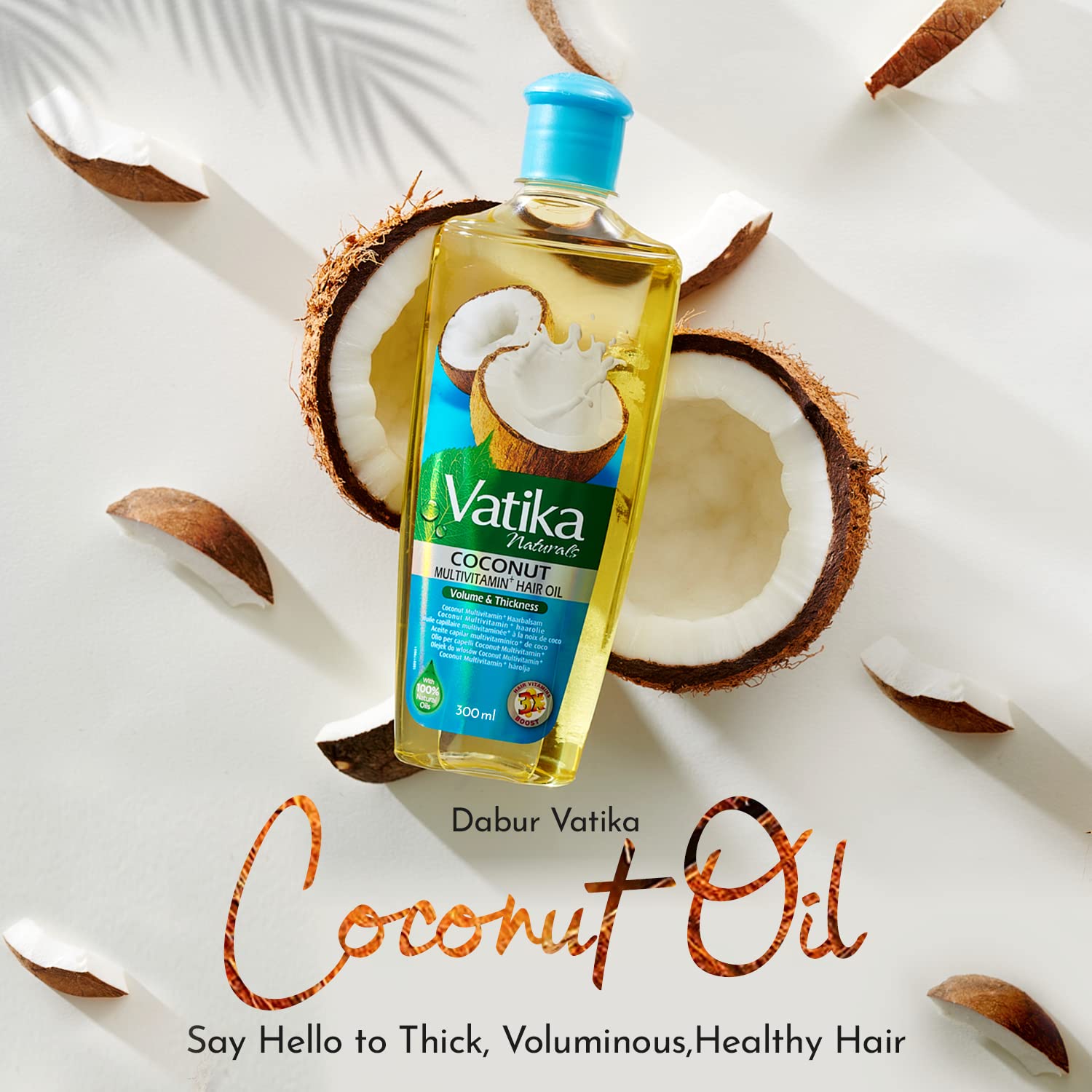 Vatika Naturals Coconut Enriched Hair Oil 100% Natural Oils Unique Formulation For thick, Voluminous Hair 200 ml (Pack of 1)