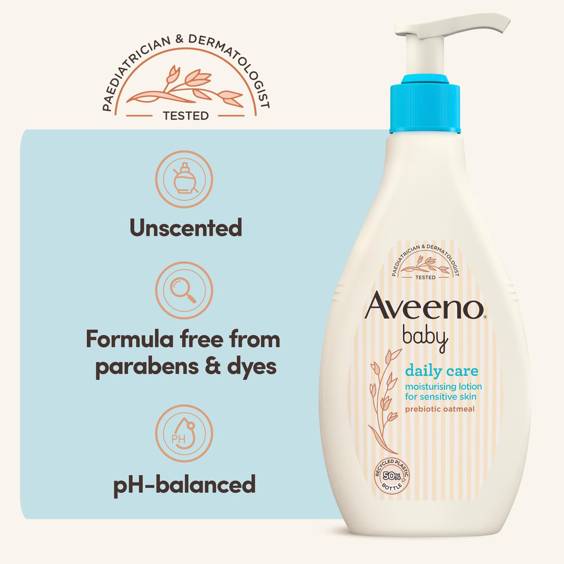 Aveeno Baby Daily Care Moisturising Lotion (3 x 150ml), Soothing Baby Cream to Provide 24-Hour Hydration Suitable for Newborns and Infants, Gentle Lotion for Dry, Sensitive Skin Prone to Eczema