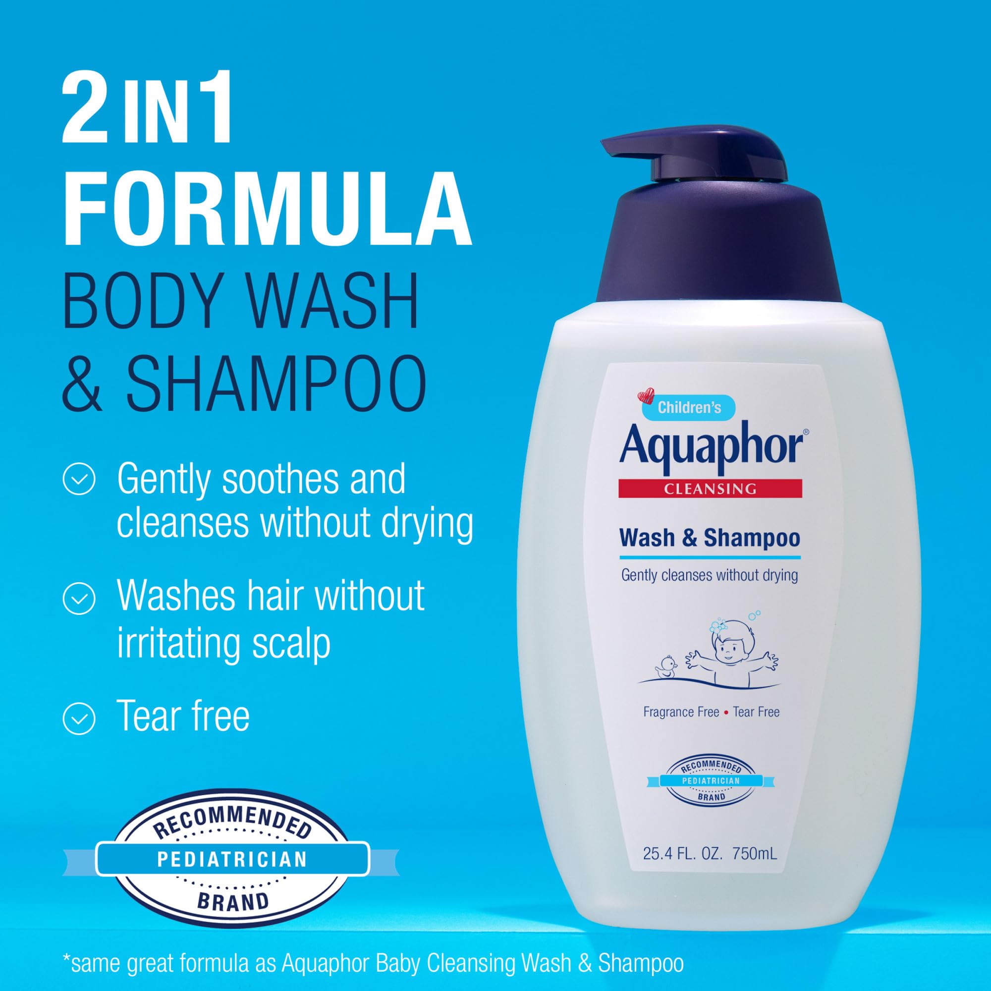 Aquaphor Baby Wash and Shampoo - Mild, Tear-free 2-in-1 Solution for Baby’s Sensitive Skin - 16.9 fl. oz. Pump Halalzen