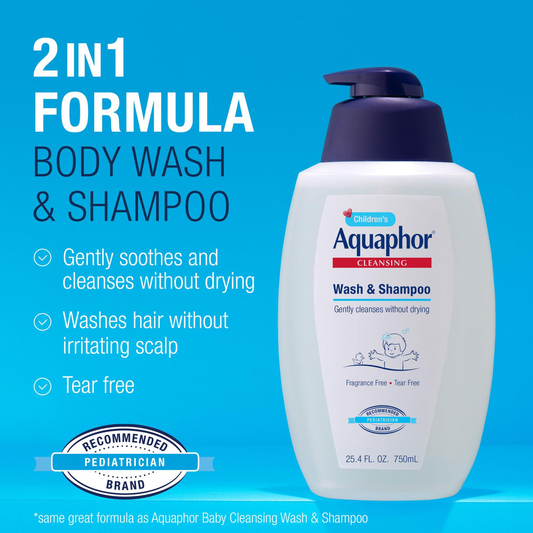 Aquaphor Baby Wash and Shampoo - Mild, Tear-free 2-in-1 Solution for Baby’s Sensitive Skin - 16.9 fl. oz. Pump Halalzen