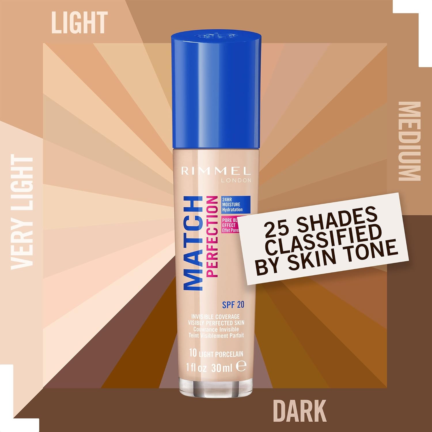 Rimmel London Match Perfection Foundation, 010 Light Porcelain, 30ml Halalzen