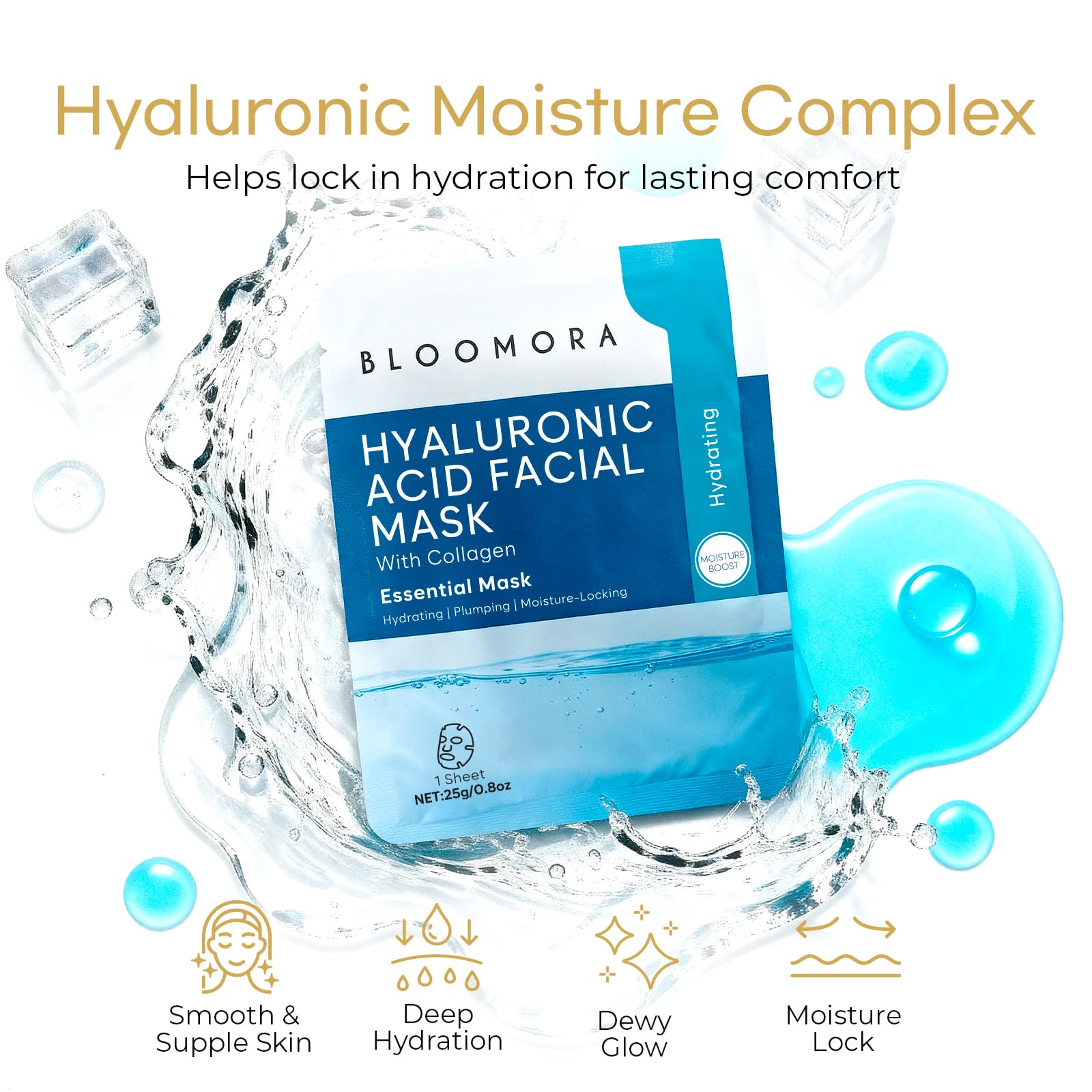 10 Pack Mixed Face Mask Set with Collagen – Hydrating Sheet Mask Skincare Set for Radiant, Fresh & Nourished Skin, Moisturising Facial Masks for Women & Men