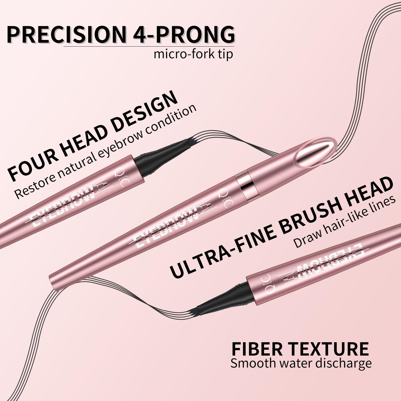 2024 New Magic Eyebrow Pencil with 4 Micro-Fork Tip Long-lasting Waterproof Eyebrow Pen and Smudgeproof Brow Pen,Creates Natural Looking Defined Eyebrows(Dark Brown)