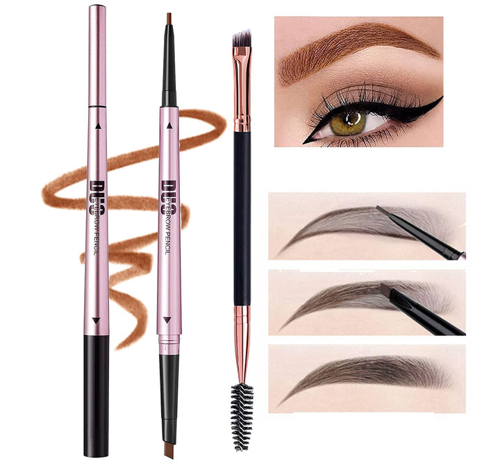 Mihqy 2 PCS Eyebrow Pencil Waterproof with Brow Brush, Dual Ended Eyebrow Pen, Automatic Makeup Cosmetic Tool(Dark Brown) Halalzen