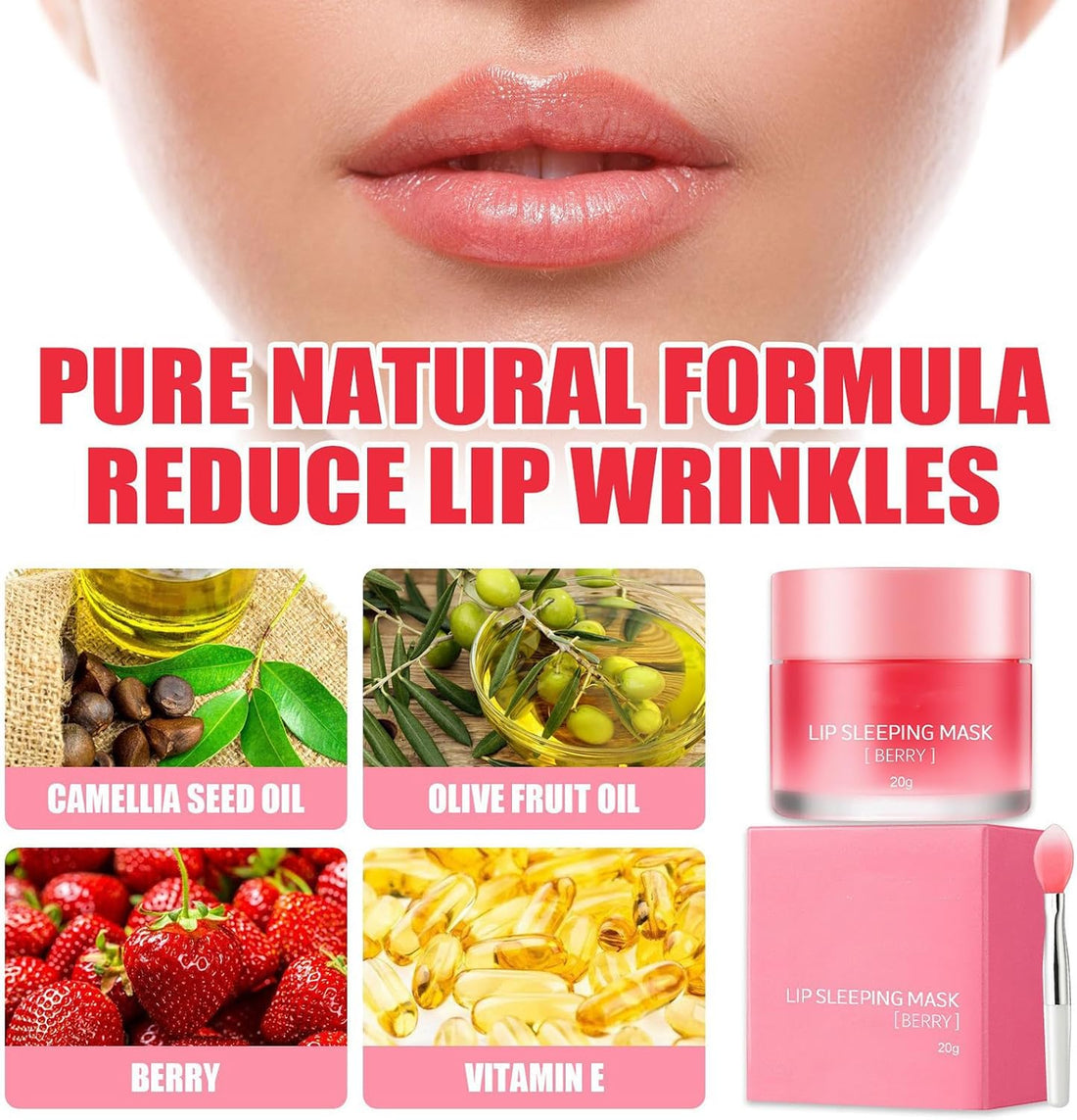 Lip Mask - Lip Sleeping Mask - Lip Sleep Mask Overnight Lip Skincare Lip Oils - Lip Moisturiser for Dry Chapped Peeling Cracked Lips Fades Lip Lines, Lip Balm for Moisture Lip Care Halalzen
