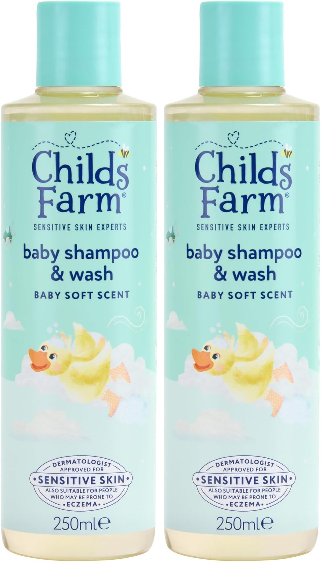 Childs Farm Baby Shampoo & Body Wash, Baby Soft Scent, Tear-free | Gently Cleanses & Soothes | Suitable for Newborns with Dry, Sensitive Skin, 250ml