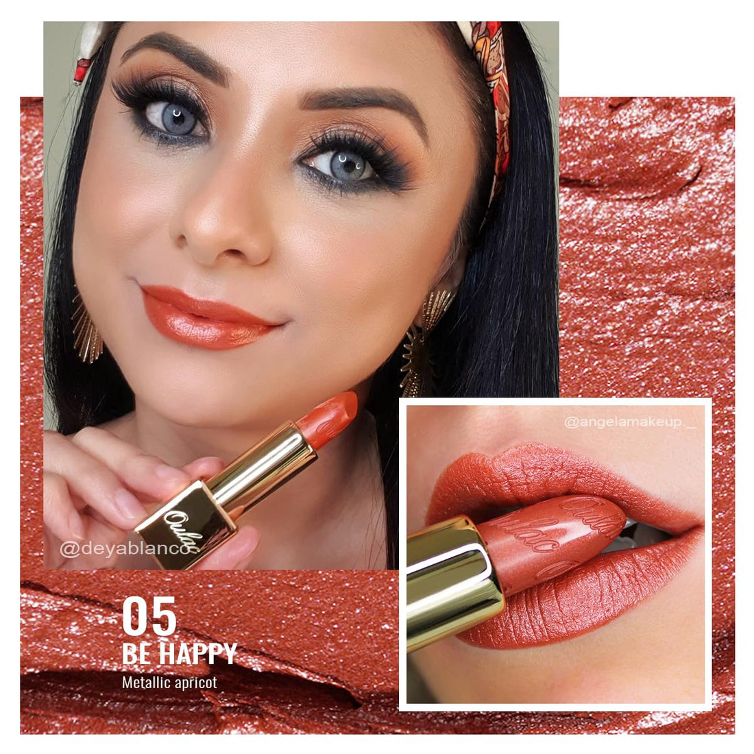OULAC Metallic Shine Glitter Lipstick, Pink High Impact Lipcolor, Lightweight Soft and Ultra Hydrating, Long Lasting, Vegan & Cruelty-Free, Full-Coverage Lip Color 4.3 g/0.15 HIP & HIPPIE(11) Halalzen