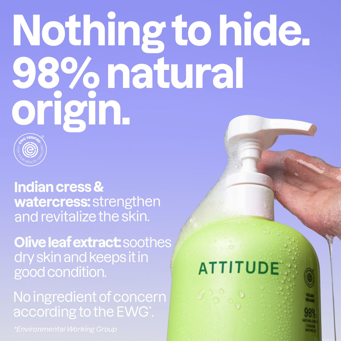 ATTITUDE Soothing Shower Gel, Dermatologically Tested, Plant and Mineral-Based, Vegan Personal Care Products, White Tea Leaves, 32 Fl Oz