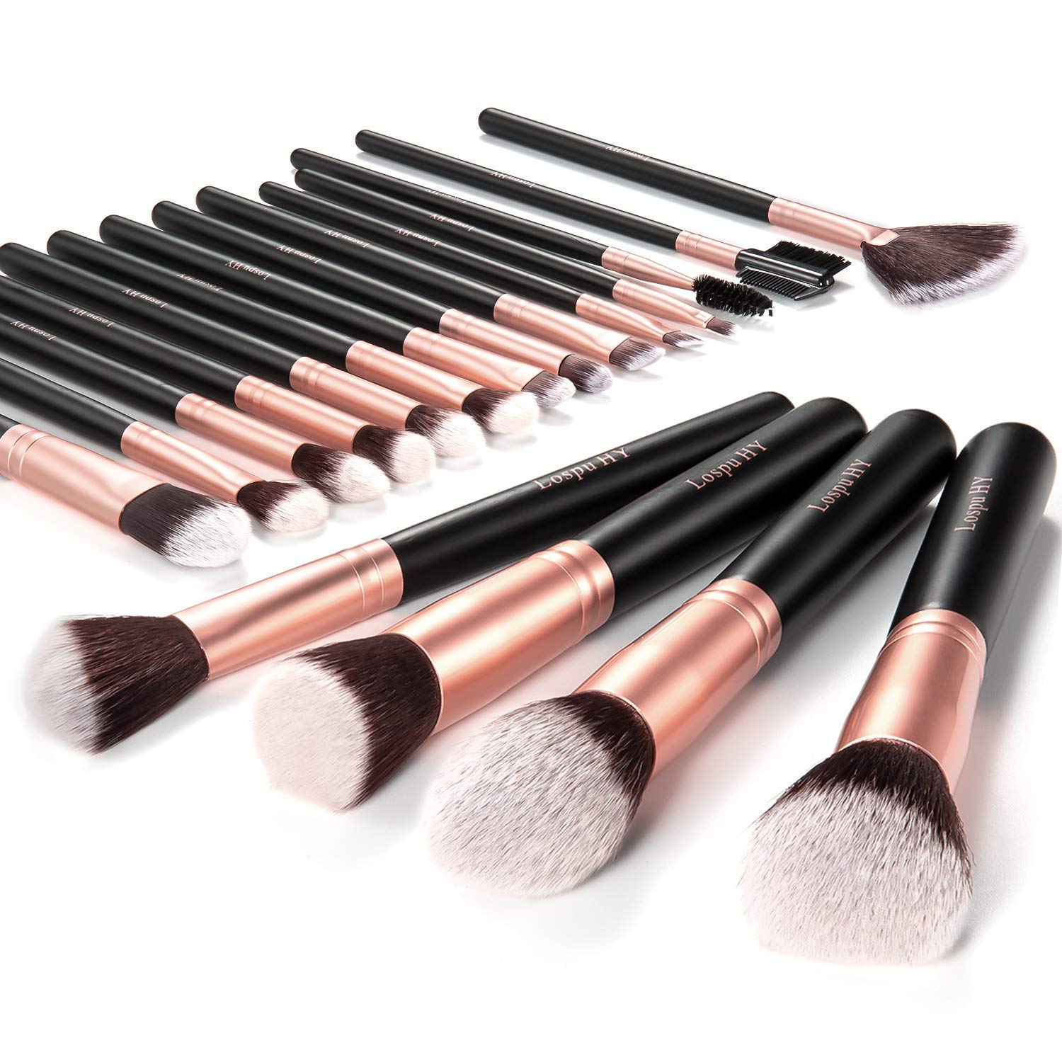 Makeup Brushes AMMIY Makeup Brushes Sets 18-Piece Rose Golden Make-up Brush Sets Premium Synthetic Wood Handle Face and Eye Brushes for Foundation, Powder, Concealers, Blush, and Eyeshadow Halalzen