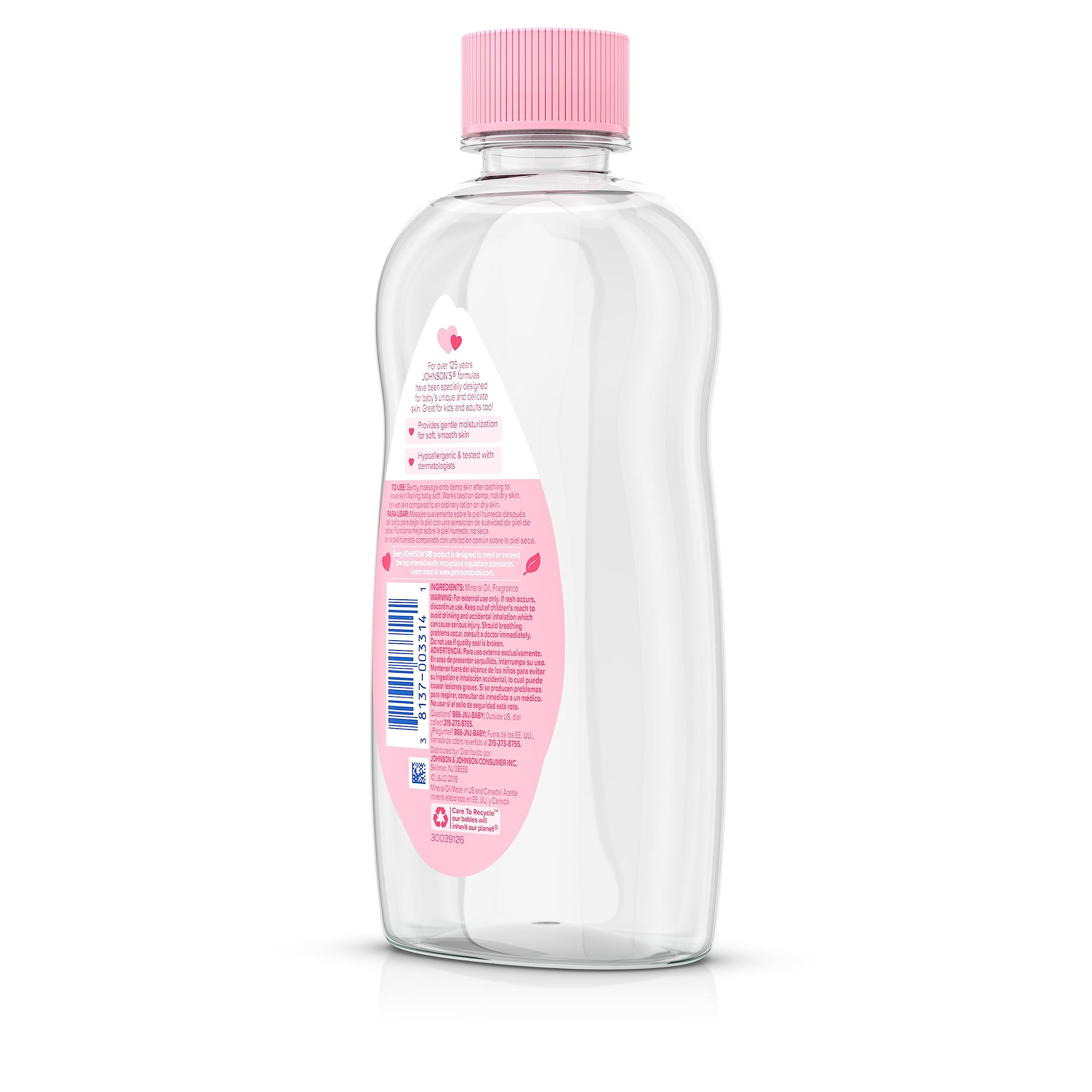 Johnson's Baby Oil, Pure Mineral Oil to Prevent Moisture Loss for Newborn, Kids, & Adults, Gentle, Soothing Baby Massage Oil, Dry Skin Relief, Hypoallergenic, Original Scent, Baby Essentials, 3 fl. oz Halalzen