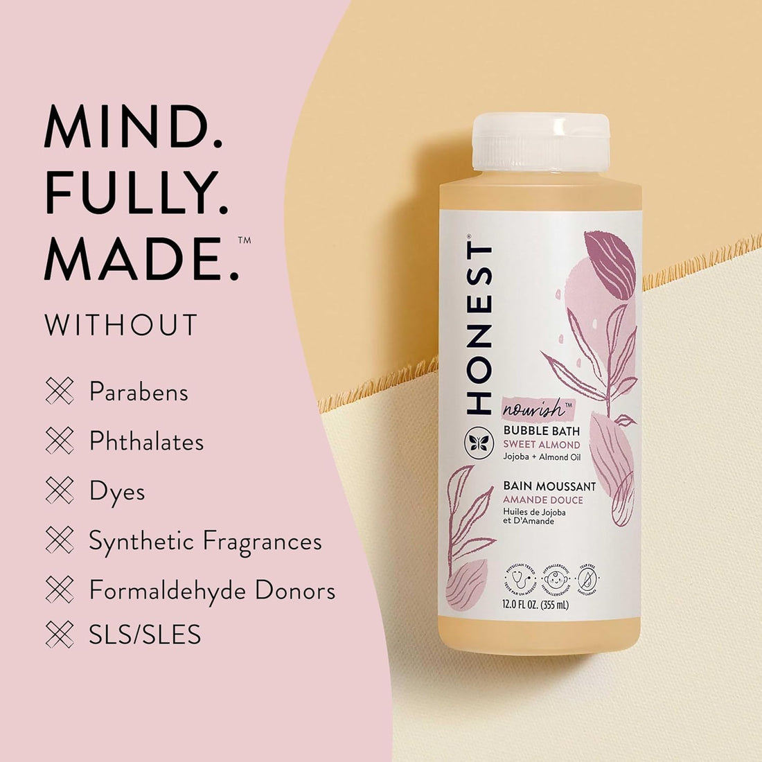 The Honest Company Foaming Bubble Bath & Baby Wash, Tear-Free, Hypoallergenic, Natural Formula, Lavender Calm Scent, 12 fl oz Halalzen