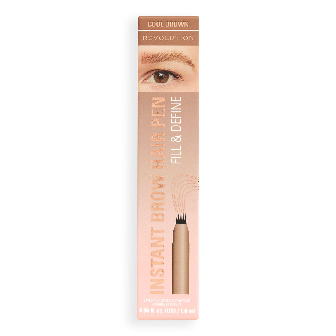 Revolution, Instant Brow Hair Pen, Precision Applicator for Hair-Like Strokes, Long-Lasting Eyebrow Pen, Dark Brown, Vegan & Cruelty-Free, 1.8ml
