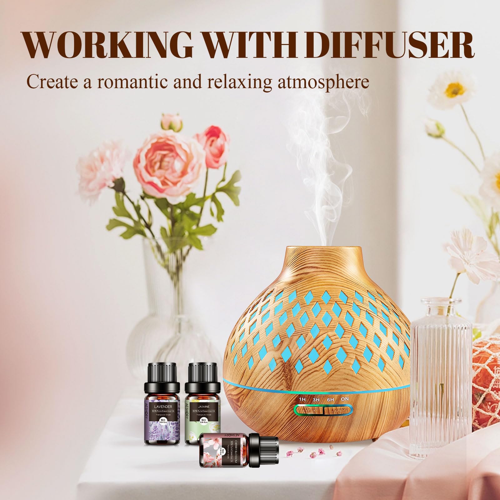 AESHORY 6 x 10ml Hotel Essential Oils Set, Premium Luxury Aroma Oil Scented Oil for Diffuser for Home, Humidifier, Candle Making, Air Freshening