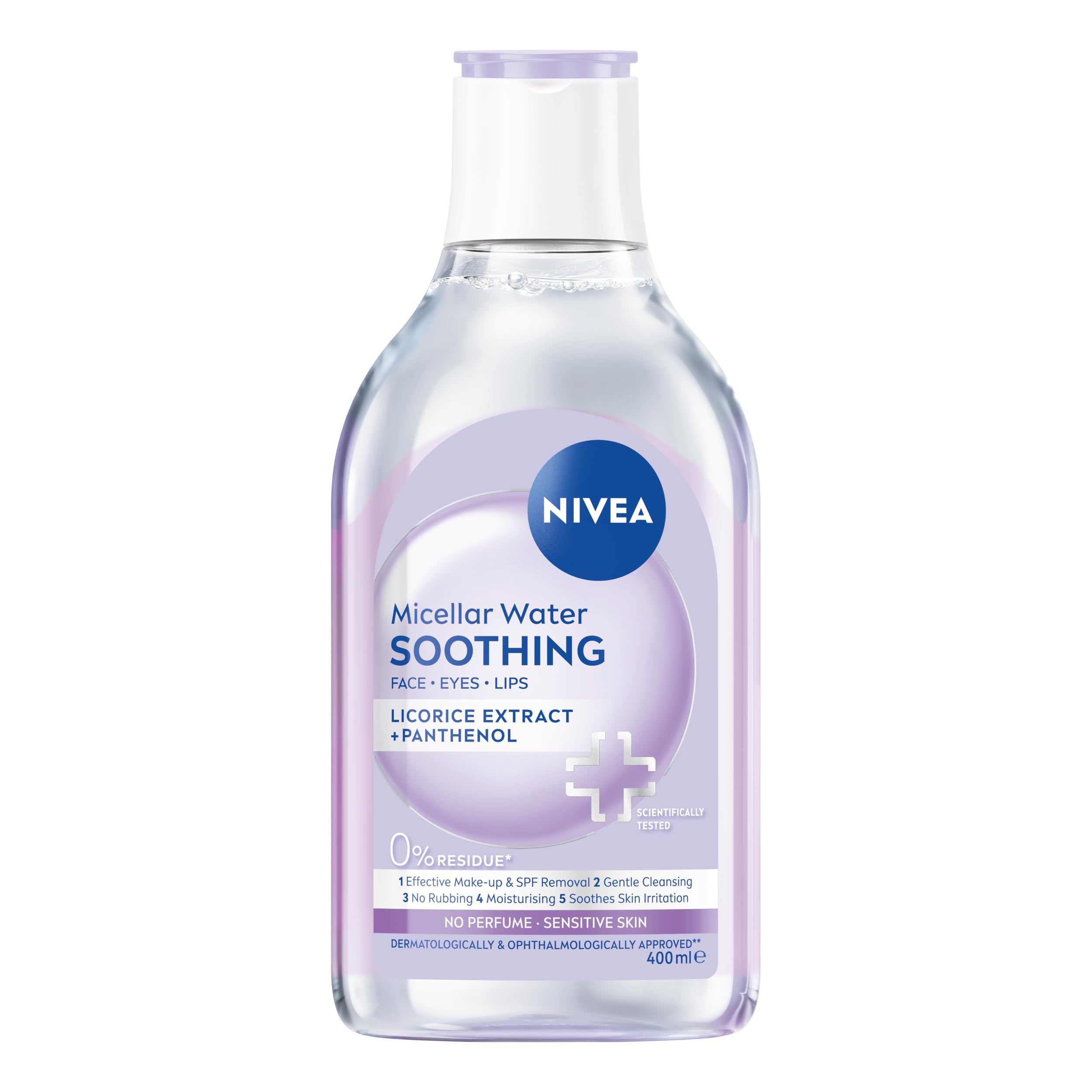 NIVEA Soothing Micellar Water for Sensitive Skin (400ml), Gentle Makeup Remover for Sensitive Skin, Micellar Cleanser with Licorice Extract and Panthenol Halalzen