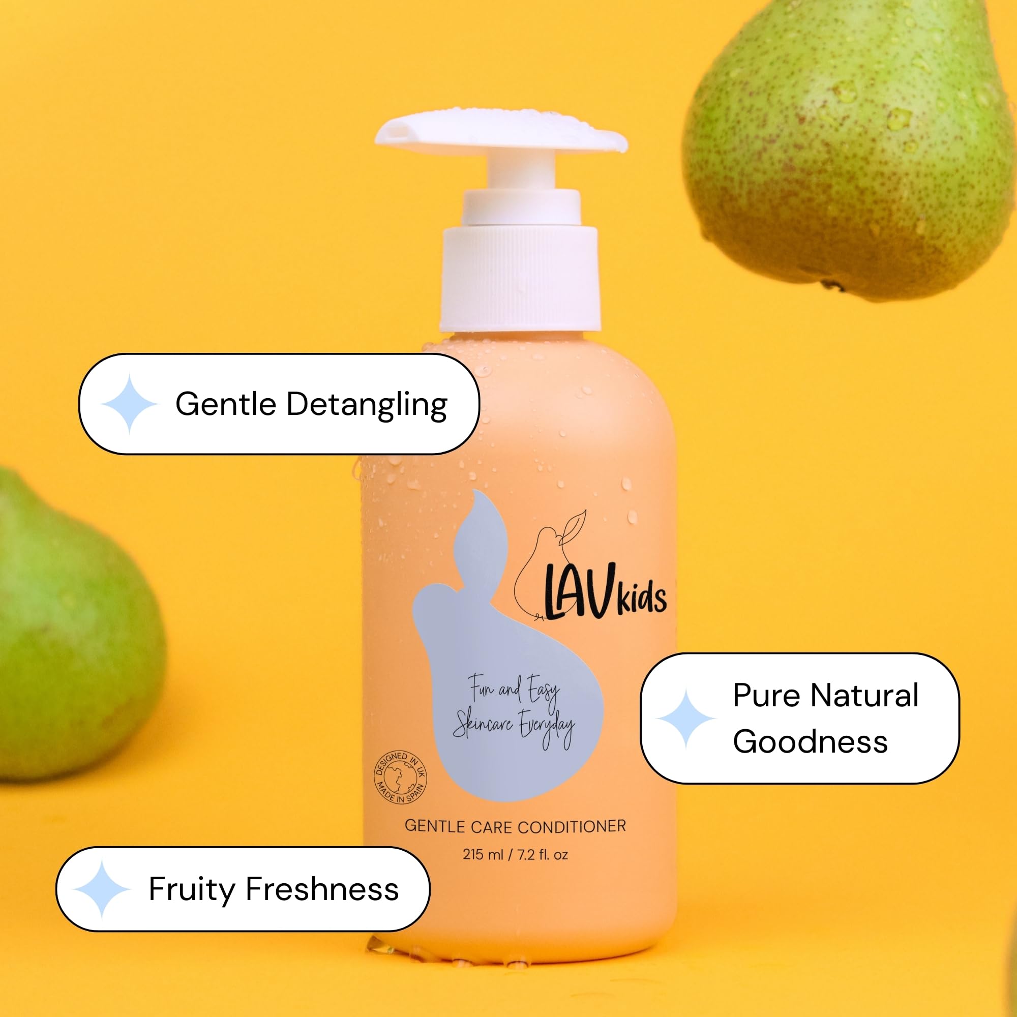 Lav Kids Natural Hair Care Bundle for Daily Use, Algae Extract and Moisturizing (Shampoo + Conditioner)