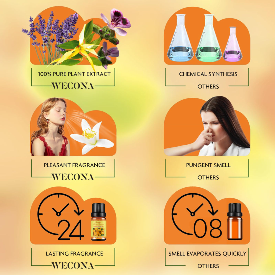 Premium Hotel Fragrance Oil Collection for Diffusers, Essential Oils for Diffusers for Home, Hotel Diffuser Fragrance Oils,Spa & Candle Making, White Tea, Citrus Luxe, Velvet Night and More - 6x10ml