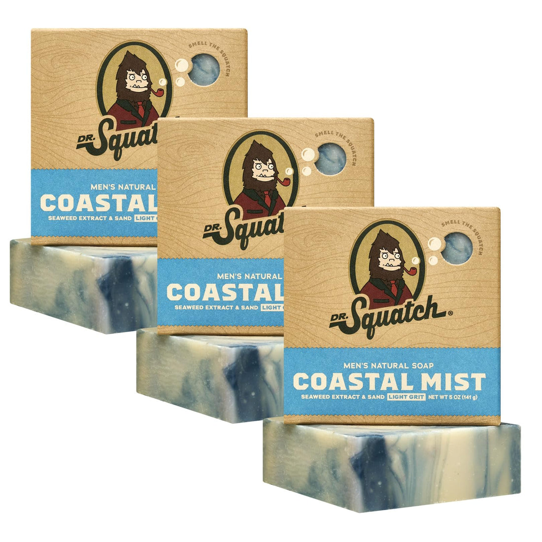 Dr. Squatch Natural Men’s Bar Soap - Cold Process Body Soap Bar with Natural Oils - Gifts for Men - Coconut Castaway (5 oz, 3-Pack)