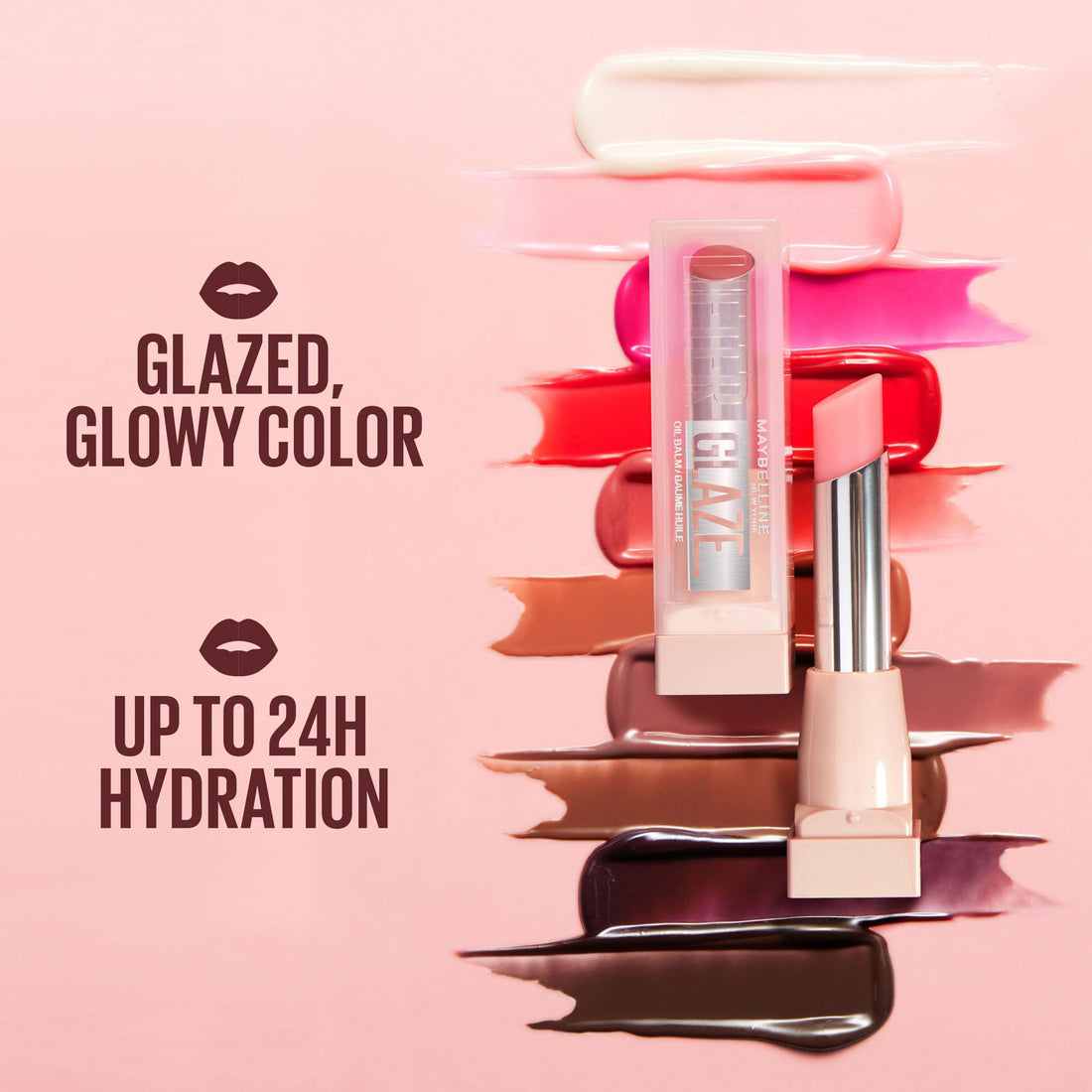 Maybelline New York Lifter Glaze Lip Oil Balm, Up to 24HR Hydration, Plumping for Fuller Lips, Hyaluronic Acid & Acerola Cherry Extract for Ultra-Comfortable Shine, Shade: Pink Drip