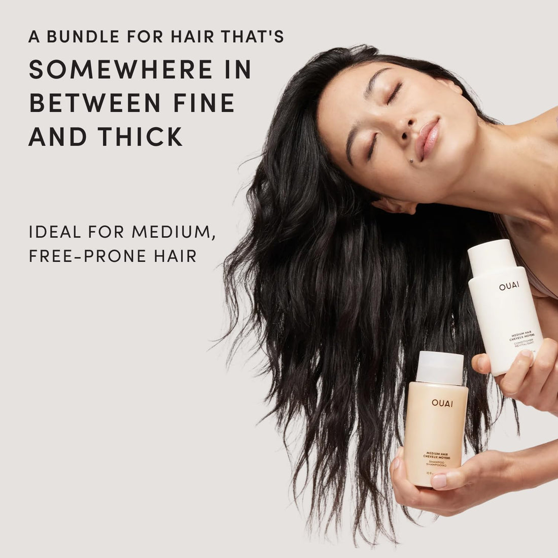 OUAI Thick Shampoo + Conditioner Set - Fight Frizz and Nourish Dry, Thick Hair with Keratin, Marshmallow Root, Shea Butter & Avocado Oil - Free of Parabens, Sulfates & Phthalates - 300 ml Each Halalzen