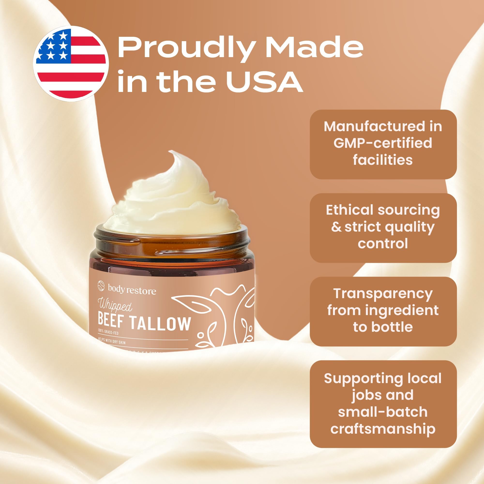 Body Restore Grass Fed Beef Tallow Lip Mask, Manuka Honey – Christmas Stocking Stuffers, White Elephant, Hydrating Moisture, Travel Essentials, Self Care, Birthday Gifts for Women, Men – Unscented Halalzen